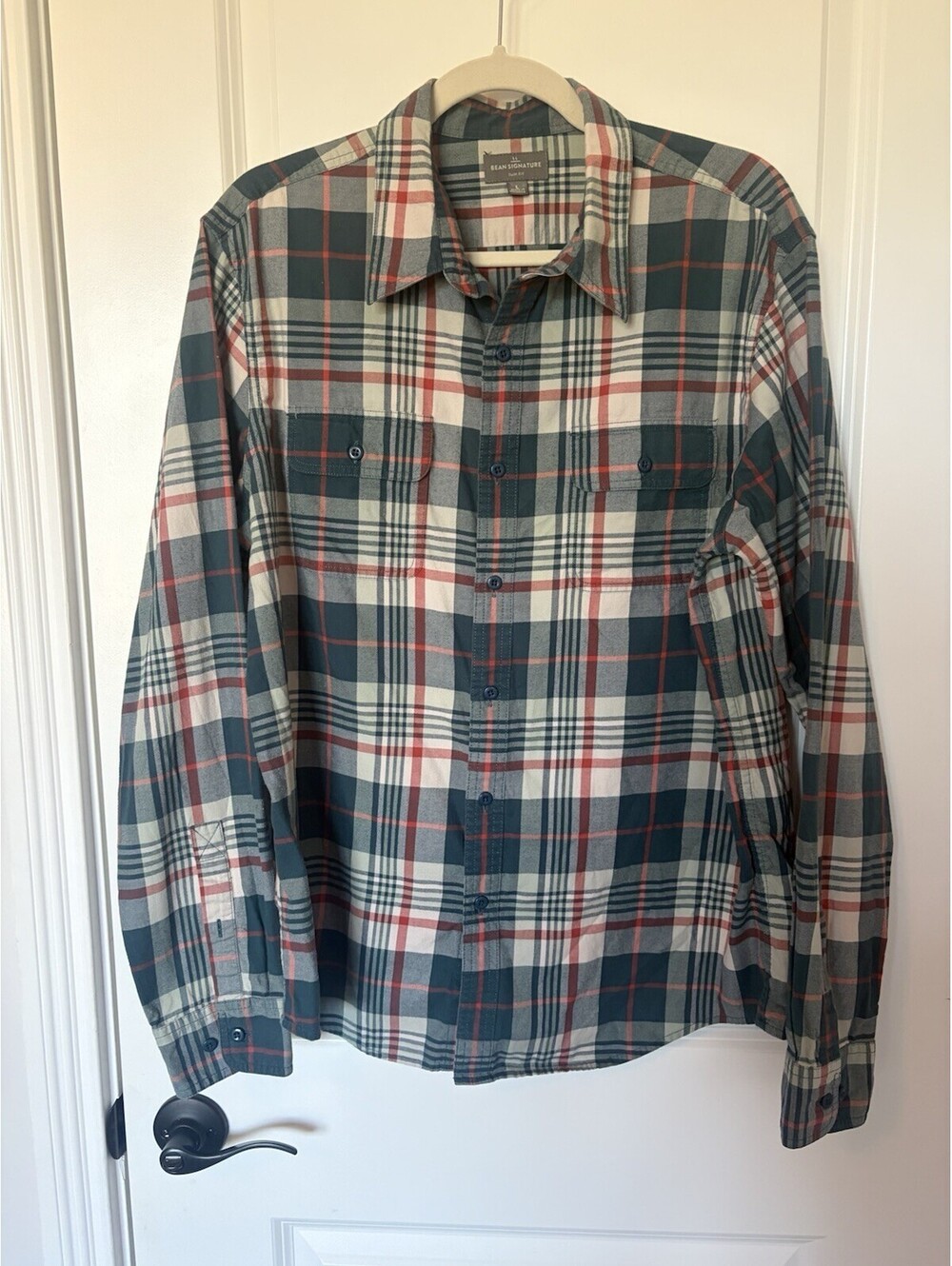 L.L. Bean Signature Plaid Flannel Button-Down Shirt Men’s Extra Large Slim Fit
